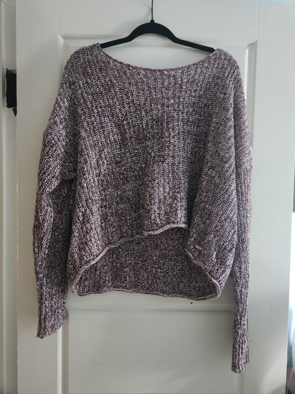 Purple cropped knit oversized sweater